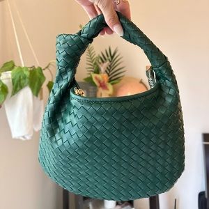 Melie Bianco Drew Recycled Vegan small shoulder bag in dark green; like new!